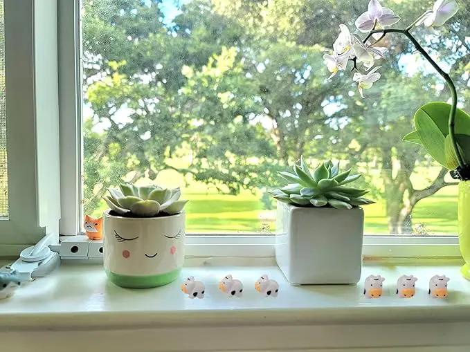 DoubleWood Mini Cow Figurines Set, 60 Pieces, Resin Mini Animals Decorations for Fairy Gardens and Miniature Landscapes (60, White) by GreenHaven Gardens