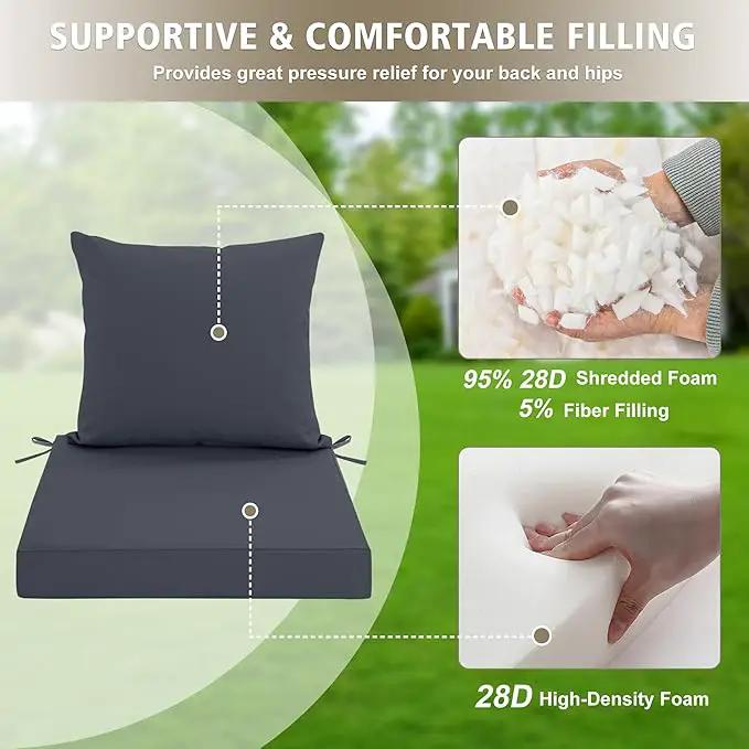 Outdoor Chair Cushions Set of 2, Waterproof Outdoor Cushions for Patio Furniture w/Fade-Resistant, Removable & Machine-Washable Covers, 19x19 Inch, Ideal for Seat in Gardens/Porch, Dark Grey by GreenHaven Gardens
