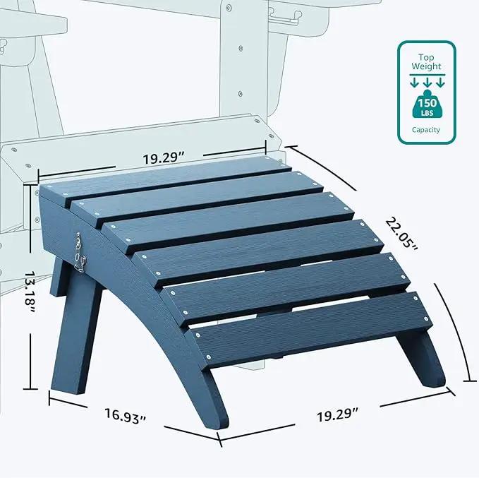 SERWALL Folding Adirondack Footrest Without Assembly, All Weather Use Adirondack Footstool, Blue by GreenHaven Gardens