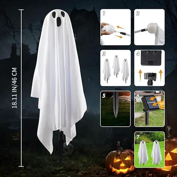 Halloween Decorations Solar Garden Lights Outdoor,6PACKS Halloween Ghost Decorations Lights with Scary Party Gifts Decor,Solar Scary Ghost Path Lights for Halloween Party Decor Cold White by GreenHaven Gardens