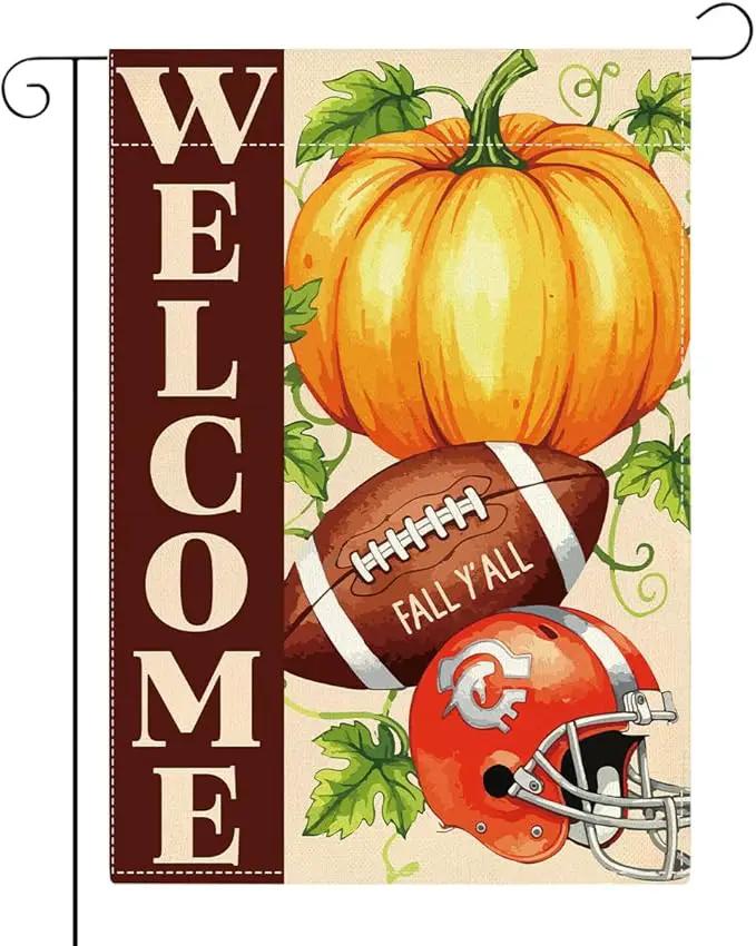 Fall Garden Flag Autumn Pumpkin Garden Flag 12x18 inch Double Sided Welcome Fall Y'all Pumpkin Yard Flags for Outside Front Door Home Porch (Flay 1801) by GreenHaven Gardens