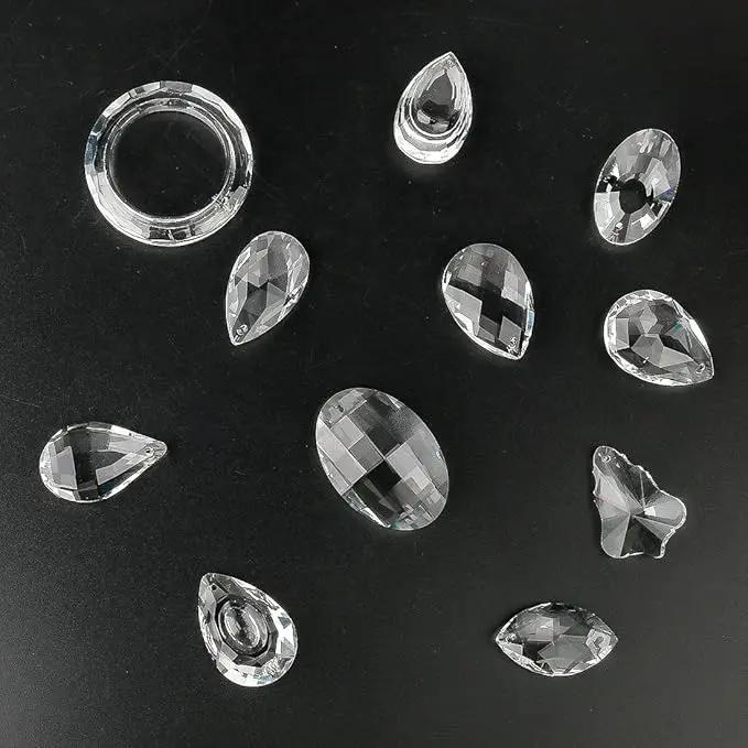 H&D 11pcs Clear Crystal Chandelier Lamp Lighting Drops Pendants Balls Prisms Hanging Glass Prisms Parts Suncatcher Home/House Decor by GreenHaven Gardens