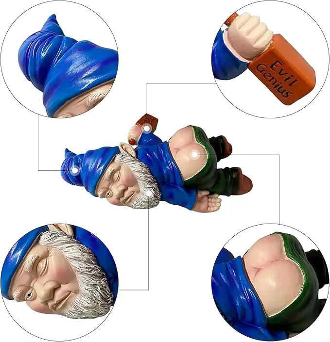 MINICAR 9.5'' Gnomes Statues Outdoor Decor, Large Naughty Sculptures Yard Decorations Patio Lawn Ornament, Funny Christmas Garden Gifts by GreenHaven Gardens