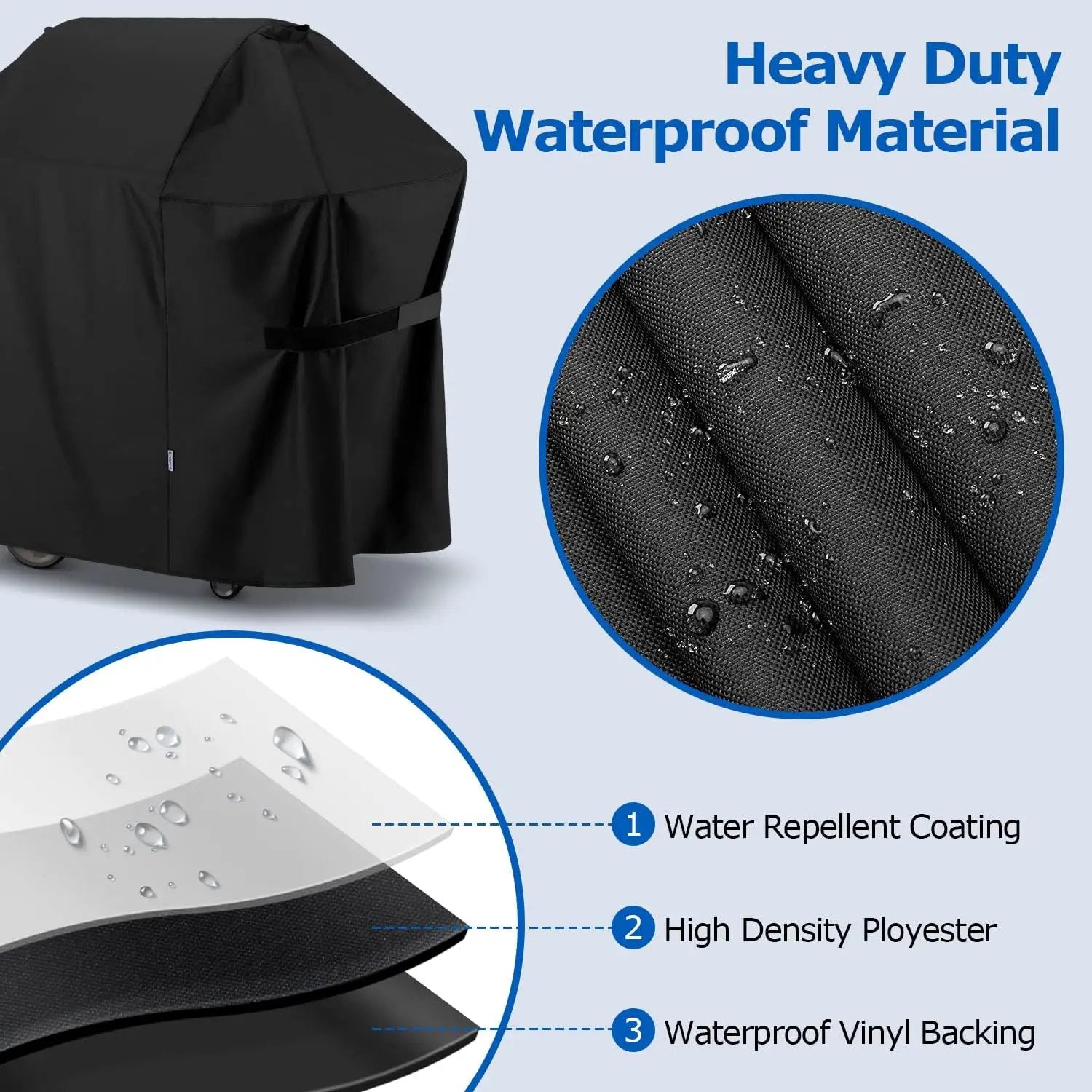 SunPatio BBQ Grill Cover 52 Inch, Outdoor Durable Waterproof Gas Barbecue Cover, Compatible for Weber Spirit 200 and 300 Series, Charbroil and Kenmore Grills, Compared to Weber 7106, 52" x 26" x 43"H by GreenHaven Gardens