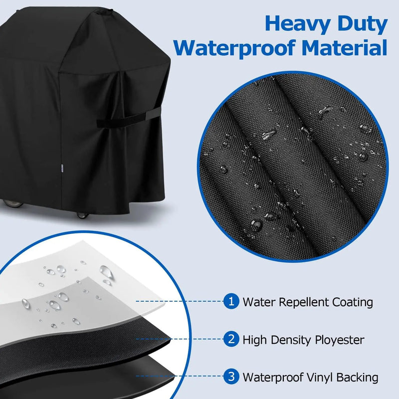 SunPatio BBQ Grill Cover 52 Inch, Outdoor Durable Waterproof Gas Barbecue Cover, Compatible for Weber Spirit 200 and 300 Series, Charbroil and Kenmore Grills, Compared to Weber 7106, 52" x 26" x 43"H by GreenHaven Gardens