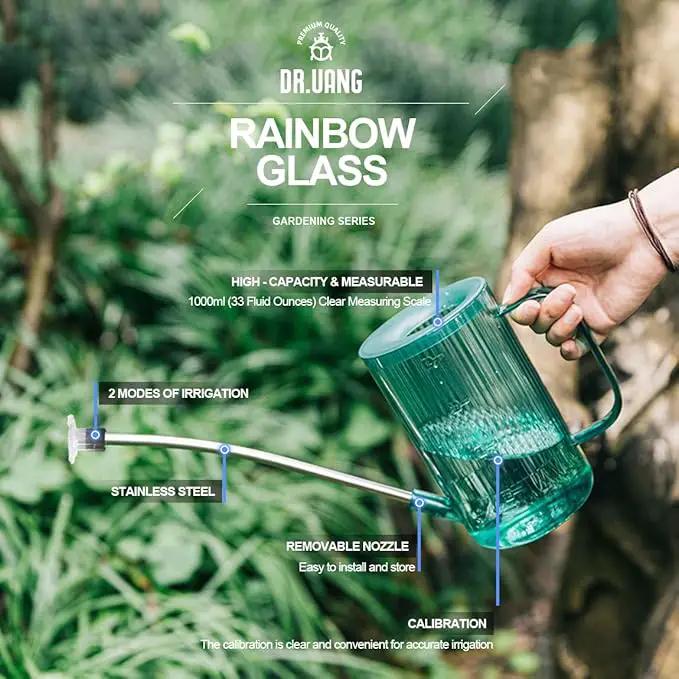 Small Watering Can Indoor Plants with Long Spout (1L, Emerald) by GreenHaven Gardens