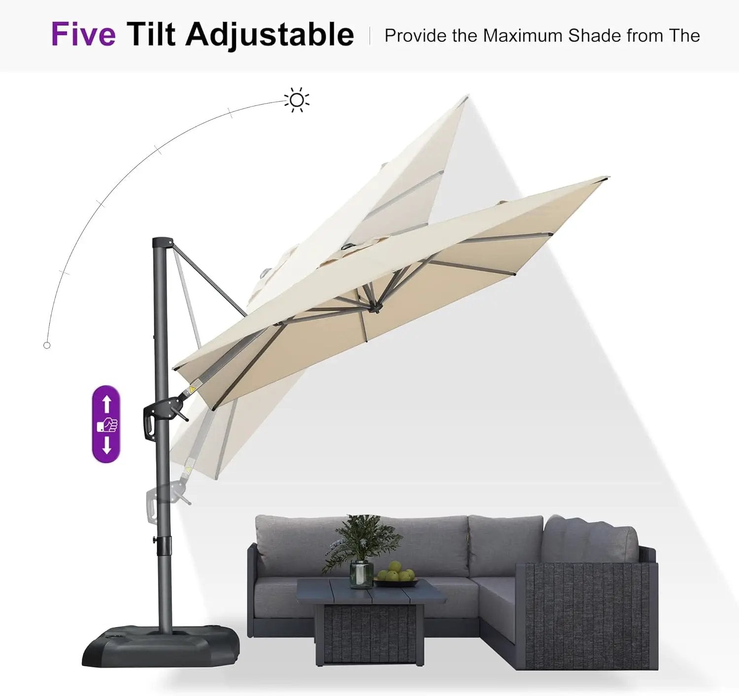 PURPLE LEAF 8 Feet Patio Umbrella Outdoor Cantilever Square Umbrella Aluminum Offset Umbrella with 360-degree Rotation for Garden Deck Pool Patio, Beige by GreenHaven Gardens