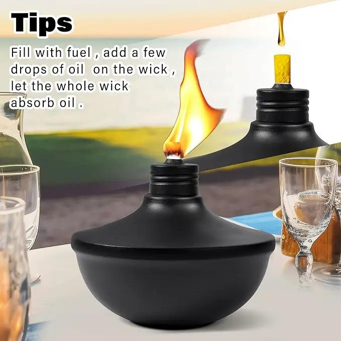 6-Pack Upgraded Tabletop Torches, 24 oz Citronella Torch Lights, Refillable Torch with Wicks, Covers, and Funnel Included - Ideal for Garden, Patio, Deck, Yard, Party, Landscape by GreenHaven Gardens