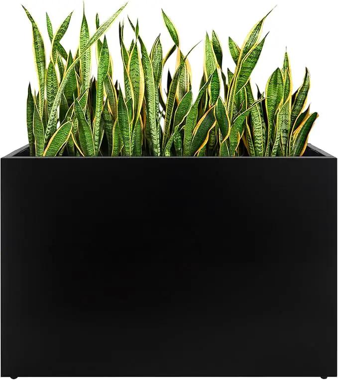 Metal Rectangular Planter, 35.5"x 10"x 28" Black Planter Box for Outdoor, Easy Installation Galvanized Steel Planter with Drainage Holes, Outdoor Planter for Porch/Patio/Garden by GreenHaven Gardens