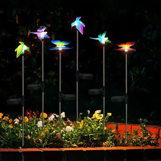EiGreen 6 Pack Solar Garden Stake Lights Outdoor, Yard Figurine Stake Light, Flower Hummingbird Dragonfly Butterfly for Patio Yard Pathway Decoration (Garden) by GreenHaven Gardens