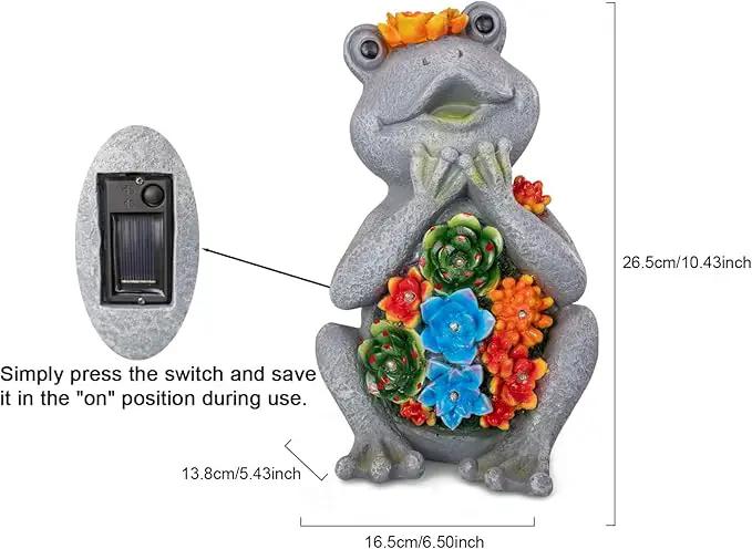 Frog Solar Figurine Light Statue Outdoor Gardening Gifts Decoration Garden Frogs Yard Decor Lamp With 8 Led Lights And Succulent Waterproof Patio Lawn Decor Housewarming Frog Gifts For Women by GreenHaven Gardens