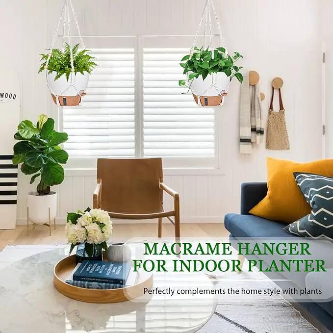 10 Inch Hanging Planters for Indoor Plants & Outdoor - 2 Pack Self-Watering Hanging Pots with Drainage Holes, Visual Reservoir, 2 Hangers - Self-Watering Hanging Baskets Flower Pots by GreenHaven Gardens