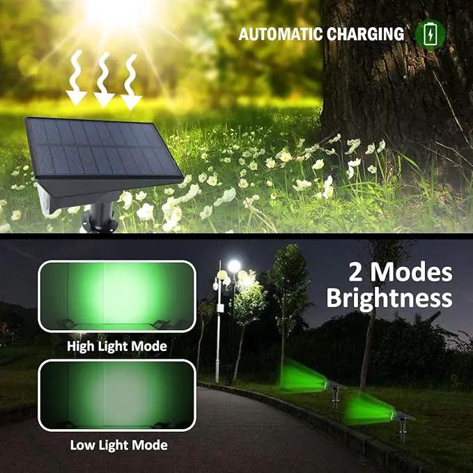 T-SUNUS Green Solar Spot Lights Outdoor Waterproof IP65, Landscape Spotlights 2 Modes Dusk to Dawn for Accent Uplighting Christmas Halloween St. Patrick's Day Tree Yard Statue Graveyard Driveway Flag by GreenHaven Gardens