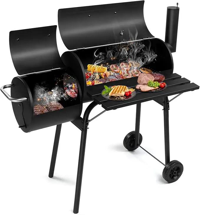 Outvita Outdoor BBQ Charcoal Grill, Portable Camping Grill for 6-10 People with Offset Smoker & Wheels for Patio Backyard Picnic by GreenHaven Gardens