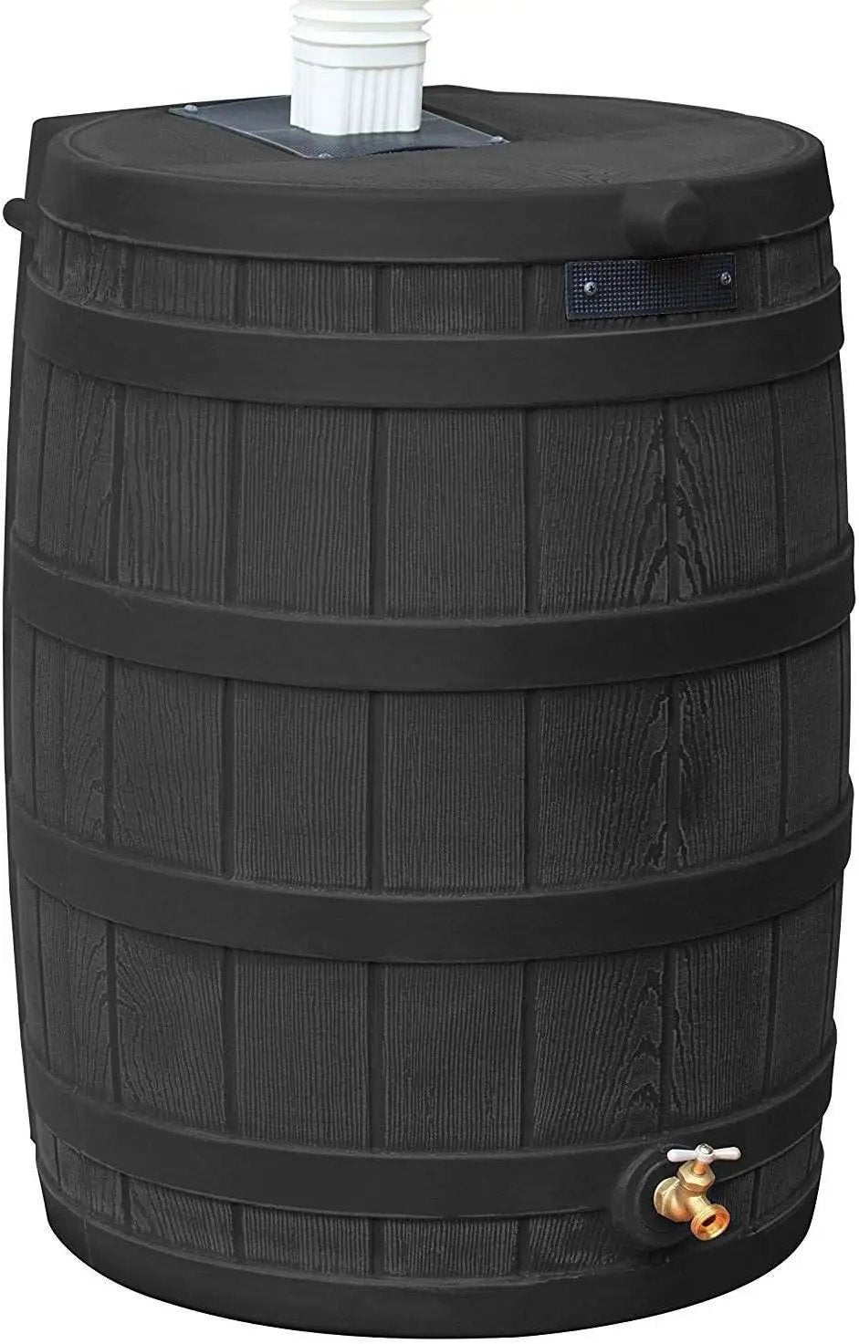 Good Ideas Rain Wizard 50 Gallon Plastic Outdoor Home Water Storage Tank Rain Barrel Collector with Brass Spigot and Flat Back Design, Black, 2 Pack by GreenHaven Gardens