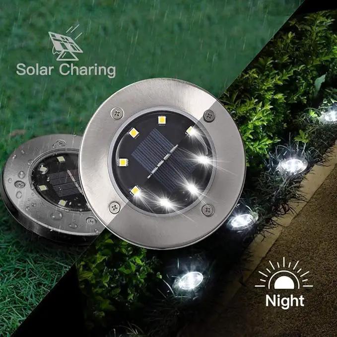 ZGWJ Solar Ground Lights, 12 Packs 8 LED Solar Garden Lamp Waterproof In-Ground Outdoor Landscape Lighting for Patio Pathway Lawn Yard Deck Driveway Walkway White by GreenHaven Gardens