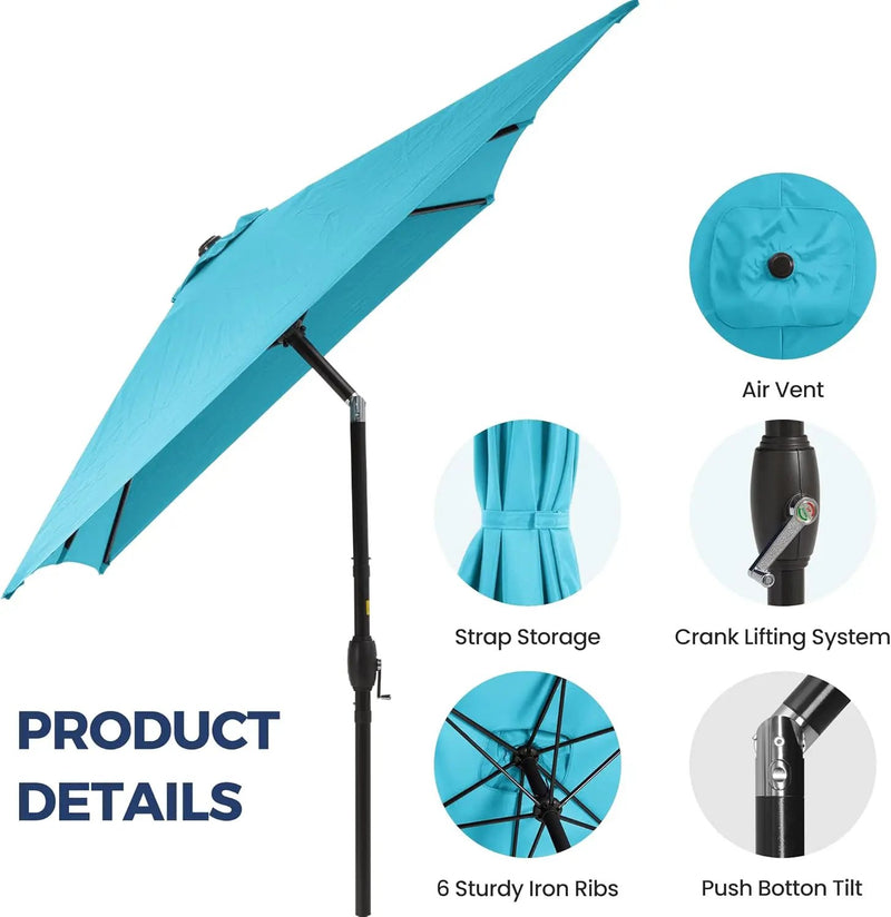 SUNVIVI OUTDOOR Patio Umbrella, 6.5' x 10' Rectangular Patio Umbrella, Metal Pole Square Outdoor Umbrella with Crank and Push Button Tilt, 6 Steel Ribs, Polyester Canopy by GreenHaven Gardens