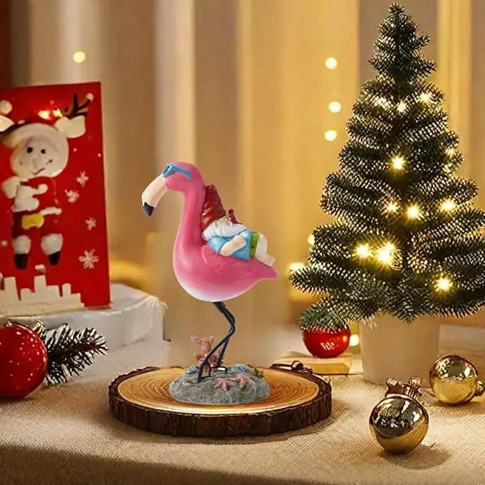 Gnome Garden Statue Funny Gnome Reclining on Flamingo Figurines, Resin Garden Gnomes Fall Decorations Outdoor for Patio Yard Lawn Porch, Ornament Gift by GreenHaven Gardens