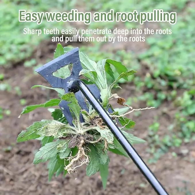 Weed Removal Tool, 2025 New Garden Weeding Tools Manganese Steel Hand Weeder Tool with Handle, 5 Teethes Dual Purpose Manual Weeders Tool Weed Pulling Tool for Garden (Black) by GreenHaven Gardens