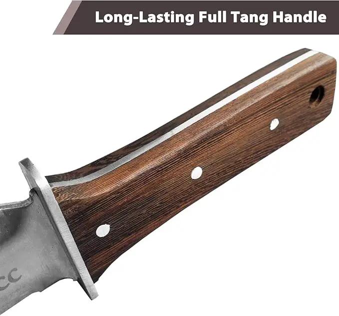 gonicc Professional Hori Hori Garden Knife with Leather Sheath, Protective Handguard, High polished 440 Stainless Steel Blade, Sharpening Stone Included, for Weeding, Digging, Pruning, and Cultivating by GreenHaven Gardens