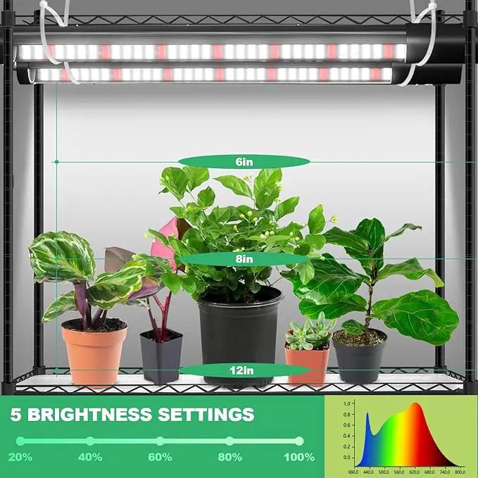 2-Pack, T10 Vertical Grow Light, 6000K Full Spectrum Desktop Plant Light 18.9",Hung or Stood, with 3 Modes & 5 Dimming Levels, Suitable Small & Medium Plants Indoors, Auto On Off Timing 4/8/12/18Hrs by GreenHaven Gardens