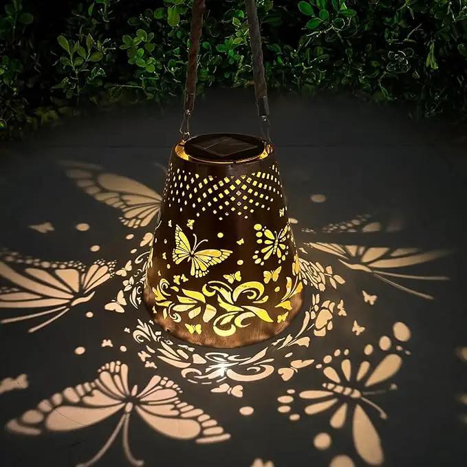 Butterfly Solar Lanterns Outdoor Waterproof, Garden Decor Gifts for Women Mom Grandma Hanging Solar Lights Hollowed-Out Metal Solar Decoration Outside for Patio, Yard, Pathway, Front Porch(1 Pack) by GreenHaven Gardens