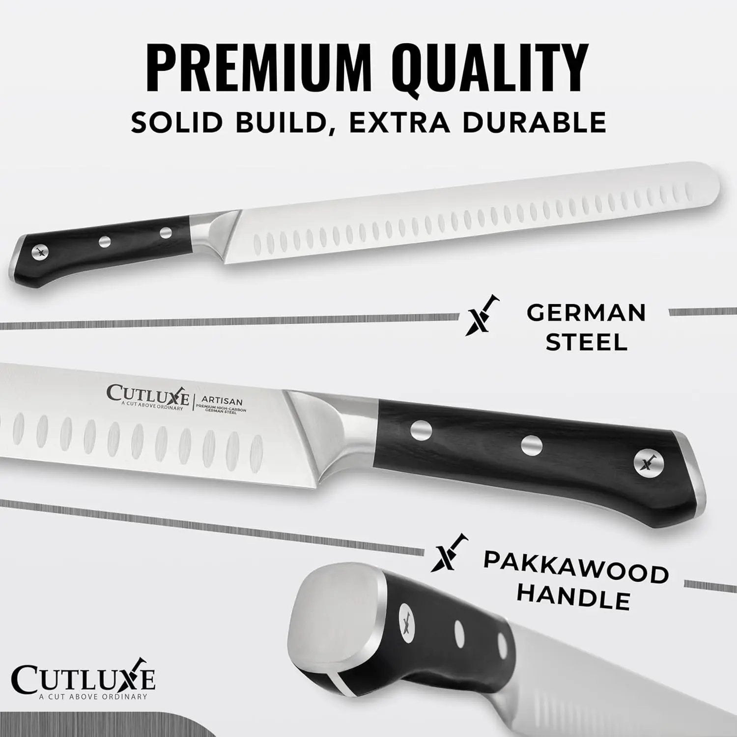 Cutluxe Butcher Knife Set – BBQ Brisket, Breaking & Boning Knife – Slicing Carving Knife Set for Meat Cutting, Ultra Sharp German Steel, Full Tang, Ergonomic Handles – Artisan Series by GreenHaven Gardens