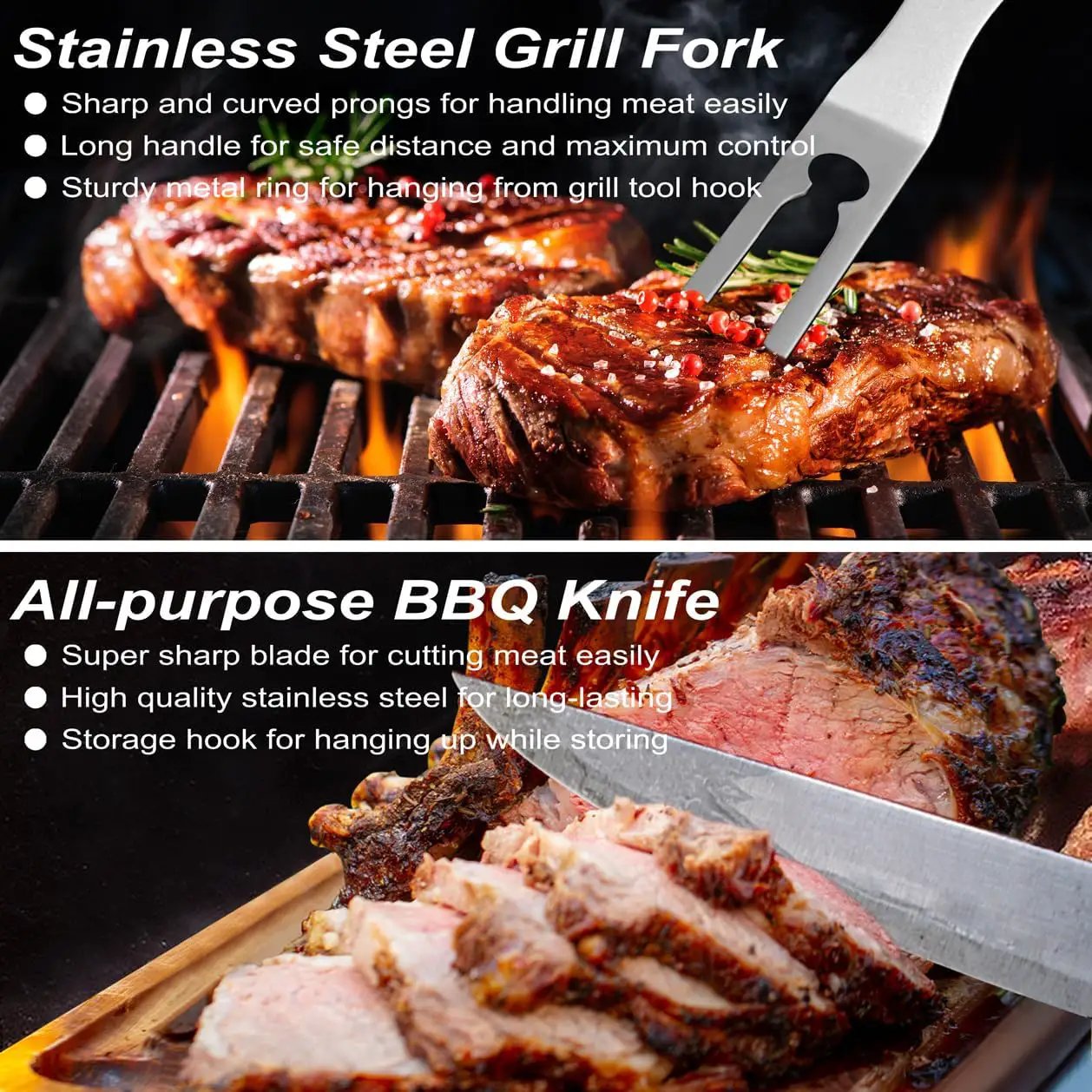 POLIGO 29 PCS BBQ Grill Accessories Stainless Steel BBQ Tools Grilling Tools Set with Storage Bag for Fathers Day Dads Birthday Presents - Camping Grill Utensils Set Ideal Grilling Gifts for Men Women by GreenHaven Gardens