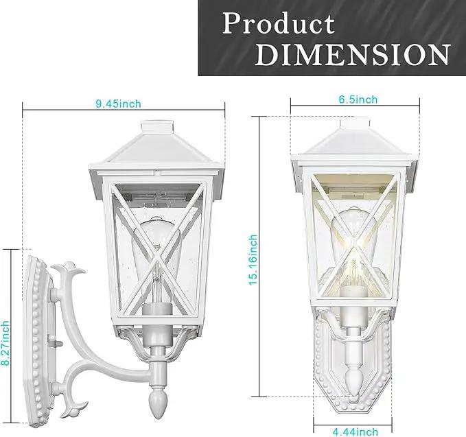 Darkaway Outdoor Wall Light Fixture,2pcs Outside Porch Lights Wall Mounted Seeded Glass Exterior Waterproof Lantern Modern E26 Socket Wall Sconce Lighting for Front Door Yard Patio by GreenHaven Gardens