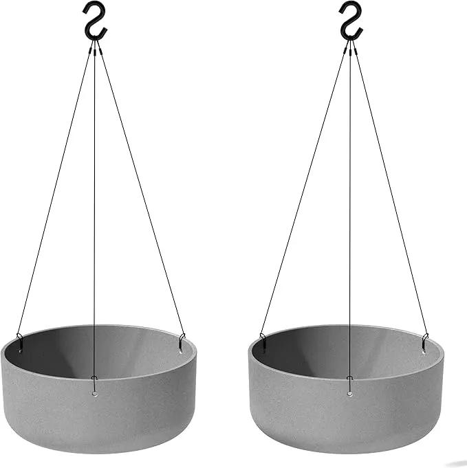Veradek Mason Series Hanging Kona Planter - Round Planter for Outdoor Balcony/Patio | Made from Plastic-Stone Composite with Hanging Attachment | Modern Décor for, Flowers, Succulents, Small Plants by GreenHaven Gardens