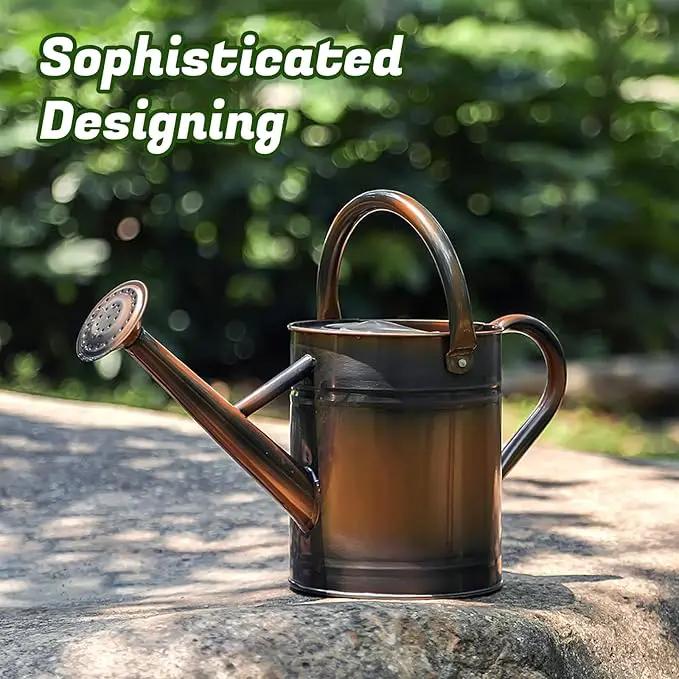 1 Gallon Watering Can for Plants, Watering Cans for Indoor&Outdoor Gardening, Galvanized Steel Watering Pot with Removable Spout, Metal Water Can with Ergonomic Movable Handle(Copper) by GreenHaven Gardens