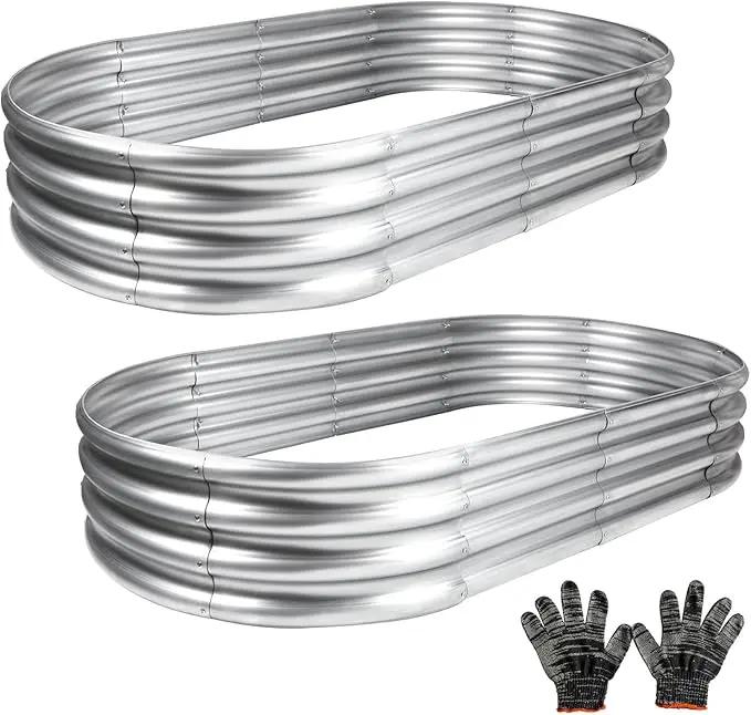 2Pcs Raised Garden Bed, Galvanized Planter Raised Garden Beds for Outdoor, 4x2x1ft, Vegetables,Flowers &Herbs,Heavy Duty Metal Raised Garden Beds Outdoor,Rust-Resistant & Easy Assembly by GreenHaven Gardens