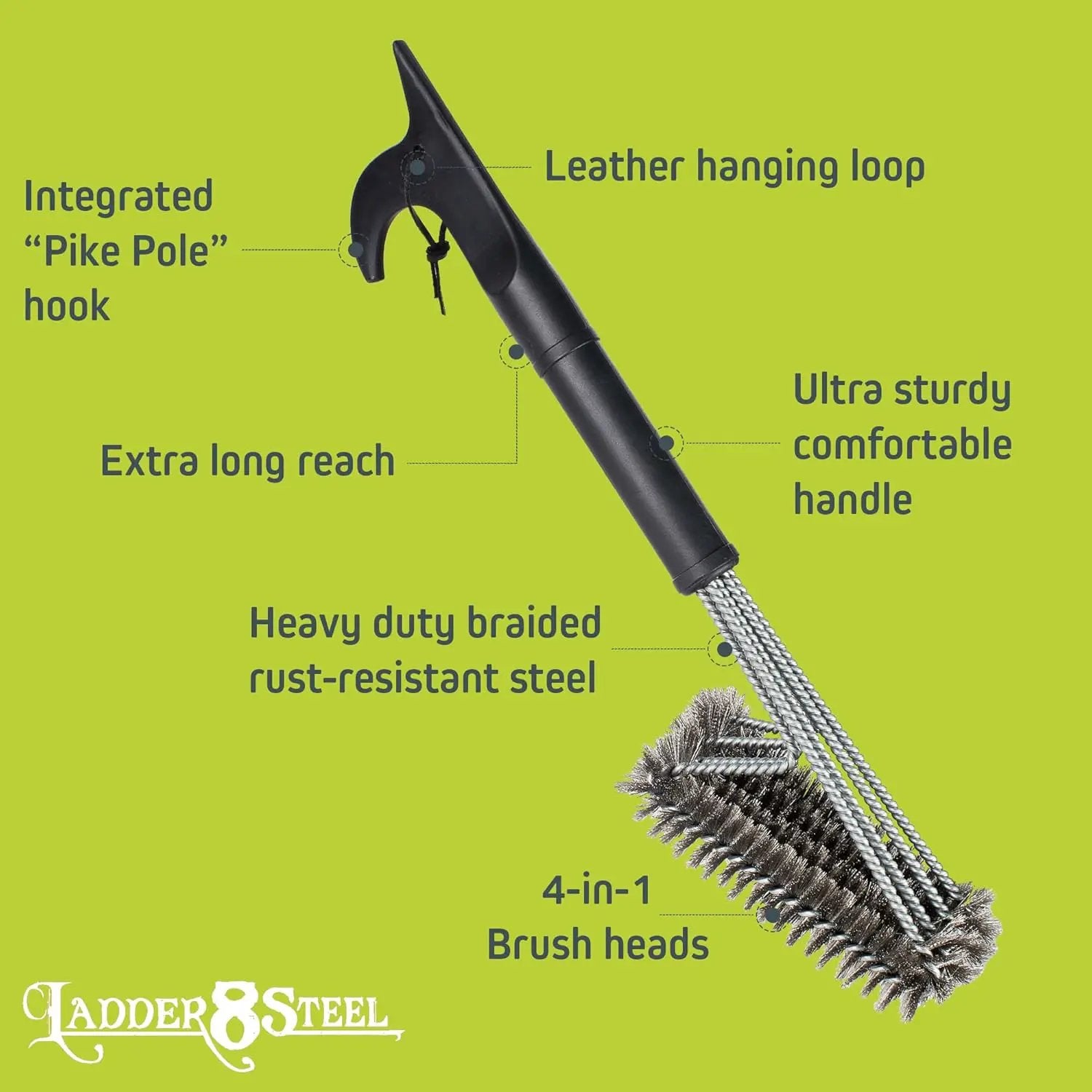 Heavy Duty Grill Brush for Outdoor Grill – Safe Grill Brush Designed by Firefighter | Barbecue Grill Brush & BBQ Brushes for Grill Cleaner | Durable & Safe for All Grates by GreenHaven Gardens