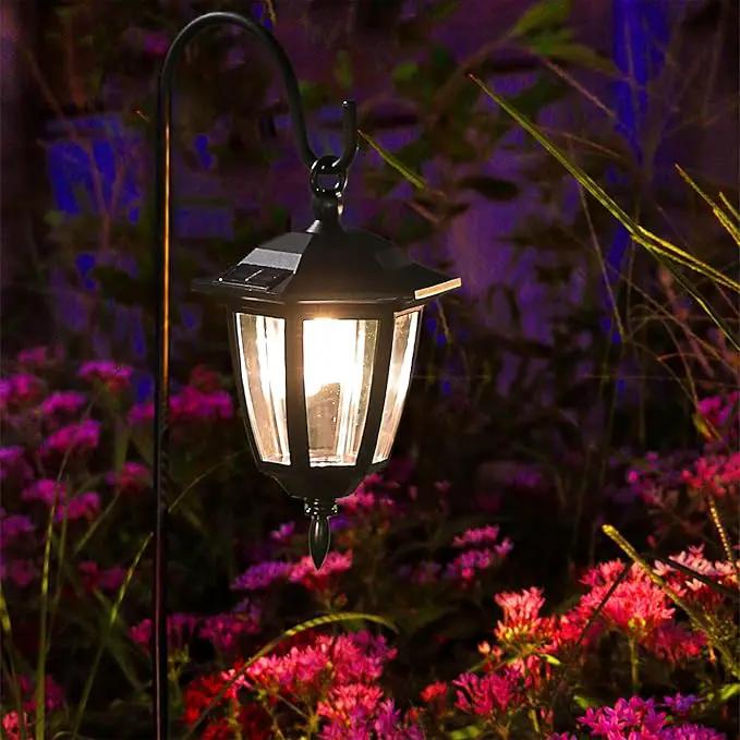 Dynaming 2 Pack Solar Hanging Lights Outdoor, Solar Powered Garden Decorative Lanterns with 2 x 38 Inch Shepherd Hooks, Waterproof Landscape Lighting for Lawn Patio Yard Pathway Driveway, Warm White by GreenHaven Gardens