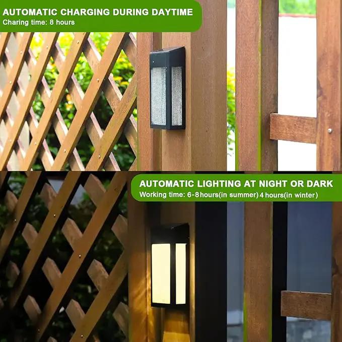 GOODFOEVER 4 Pack Solar Fence Lights Solar Post Accent Light/Wall Light for Outdoor, Yard, Fence, Porch and Garage, Body in Aluminum and Glass Waterproof by GreenHaven Gardens