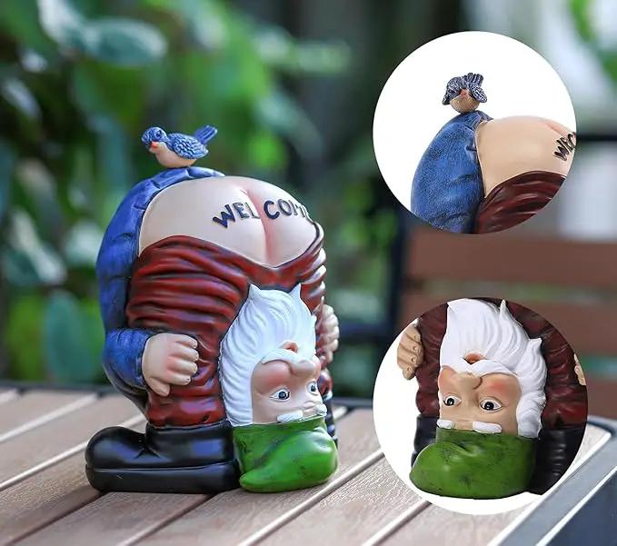 Garden Gnome Statue, Garden Decor,Gnomes Decorations for Yard, Funny Garden Bird Welcome Figurines for Outdoor Patio, Lawn, Yard Art Decoration ，Christmas Garden Gifts (Green) by GreenHaven Gardens