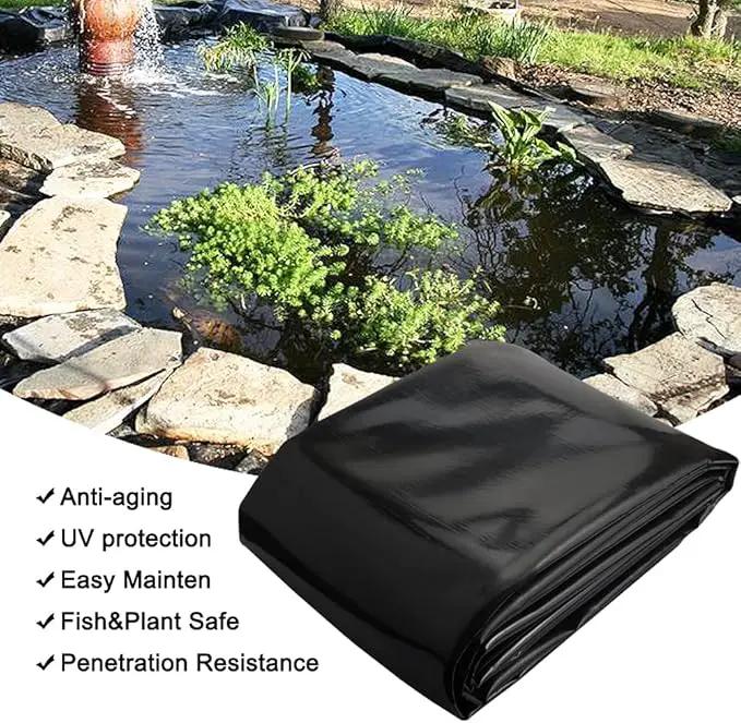 20 Mil Pond Liner, 10x13 Ft Pond HDPE Skins Small Fish Pond Liners Rubber Pond Tarp Easy Cutting Underlayment for Fountains, Waterfall & Water Gardens by GreenHaven Gardens