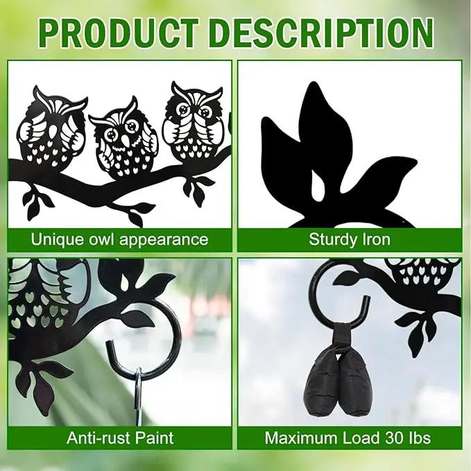 Plant Hangers Outdoor, Metal Hanging Plant Bracket, Plant Hooks for Hanging Baskets, Bird Feeders, Wind Chimes Indoor, Lantern, Flower Pot, Wall Mount Plant Holder with Screws (Owl) by GreenHaven Gardens
