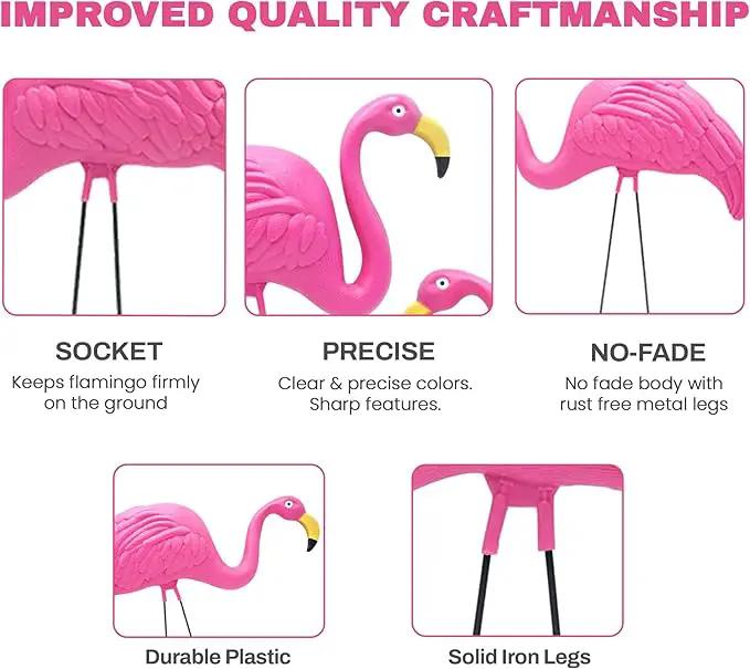 4E's Novelty 4 Pink Flamingos Yard Decorations - Large 23" Flamingos Yard Ornaments - Pink Flamingos for Yard Sculptures & Statues - Lawn Flamingos Outdoor Garden Decor, Weather Resistant by GreenHaven Gardens