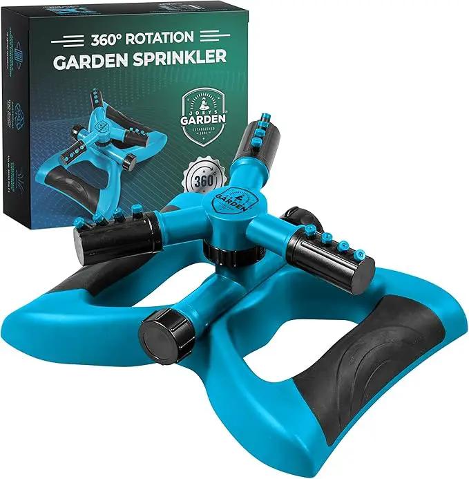 Joeys Sprinkler for Yard, Rotating Garden Sprinkler for Large Area Coverage, Lawn and Yard Sprinklers (Blue) by GreenHaven Gardens