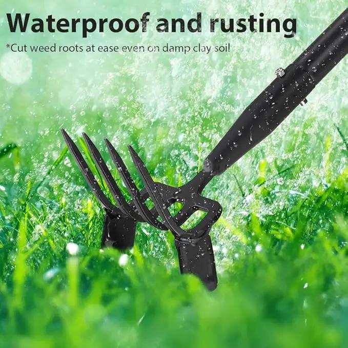 Upgraded Hula Hoe and Garden Hoe, Stirrup Hoe with Adjustable Handle for Weeding Digger loosening Soil Metal Garden Cultivator Hula Hoe with Rake Tiller Cultivator (30-62 Inch) by GreenHaven Gardens