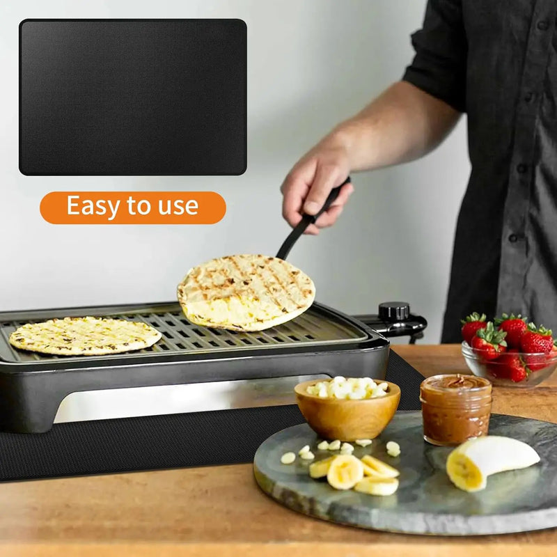 Heat Resistant Grill Mat, 15 x 18 inches Double-sided fireproof and waterproof BBQ protection mat Multi-Purpose for Grills Pizza Ovens Smokers Black by GreenHaven Gardens