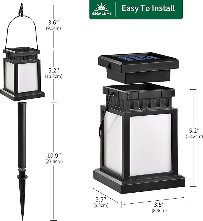 GIGALUMI Solar Lanterns Outdoor Waterproof, 4 Pack Hanging Solar Lanterns for Outside, Flame Effect Outdoor Lights for Pathway, Garden, Patio, Lawn, Porch, Gazebo, Tent, Tree, Yard(Flickering Lights) by GreenHaven Gardens