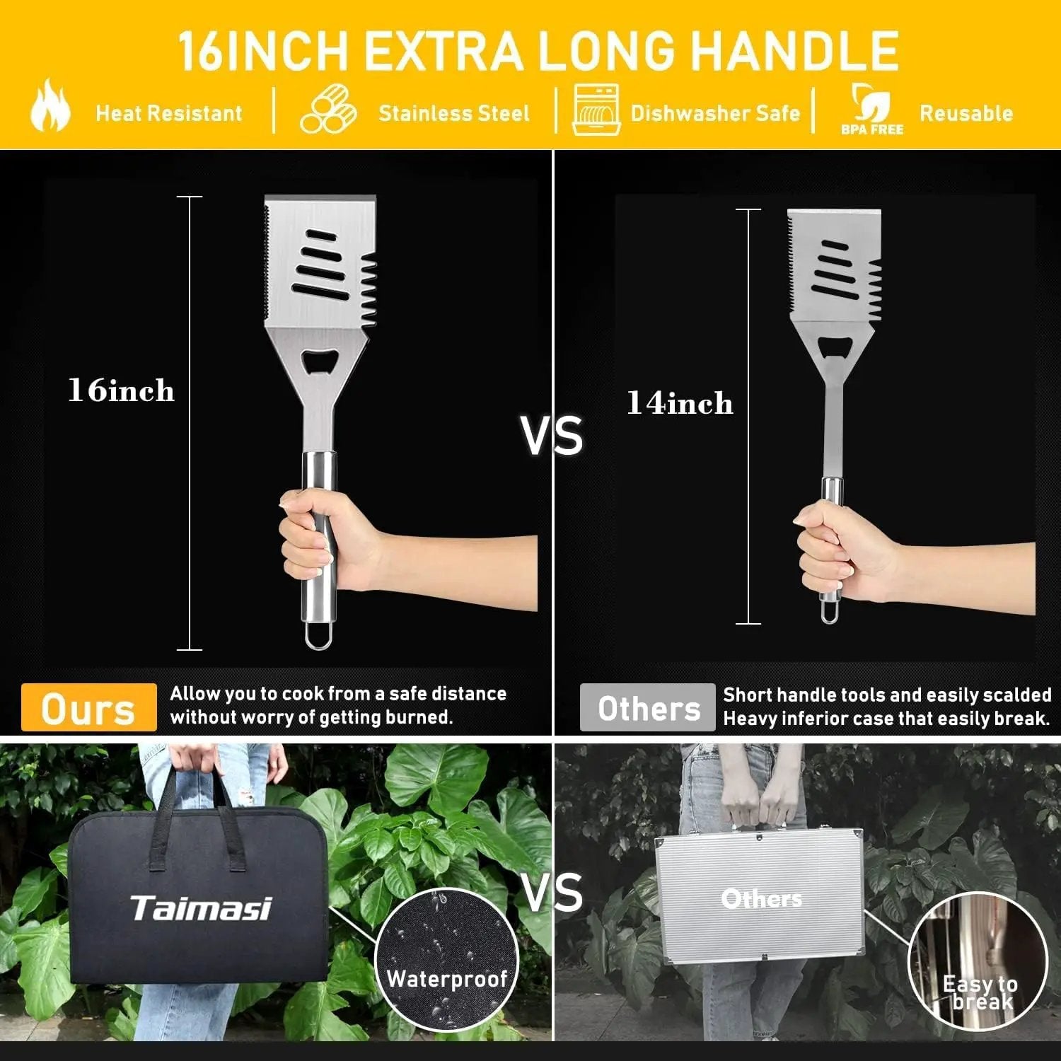 34Pcs Grill Accessories Grilling Gifts for Men, 16 Inches Heavy Duty BBQ Accessories, Stainless Steel BBQ Tools with Thermometer, Grill Mats for Backyard, BBQ Gifts Set for Men Women by GreenHaven Gardens