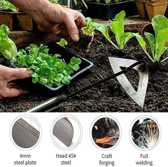 Garden Tools Hollow Hoe, All-Steel Hardened Hollow Hoe, Sharp Garden Edger Weeder, Durable Gardening Hoe Hand Tool Weed Puller Accessories for Backyard Weeding, Soil Loosening, Farm Planting (Long) by GreenHaven Gardens