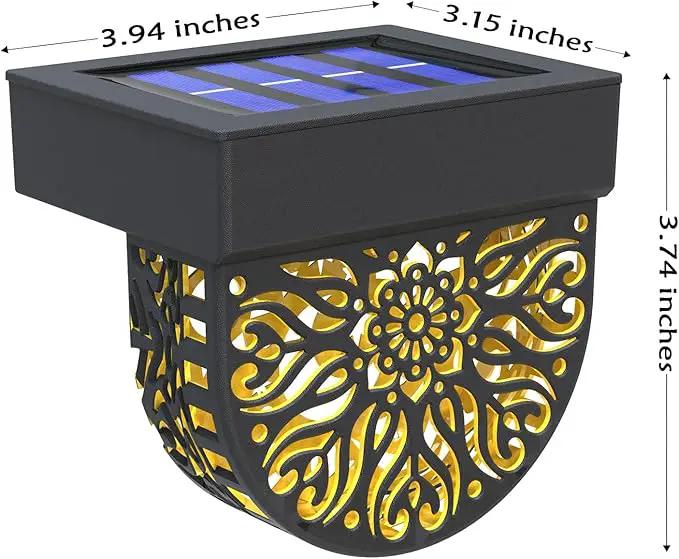 Solar Fence Lights 6 Pack Solar Deck Lights Waterproof LED Powered Step Wall Lanterns Outdoor Decorations Warm Yellow Decorative Lighting for Garden Backyard (Black) by GreenHaven Gardens