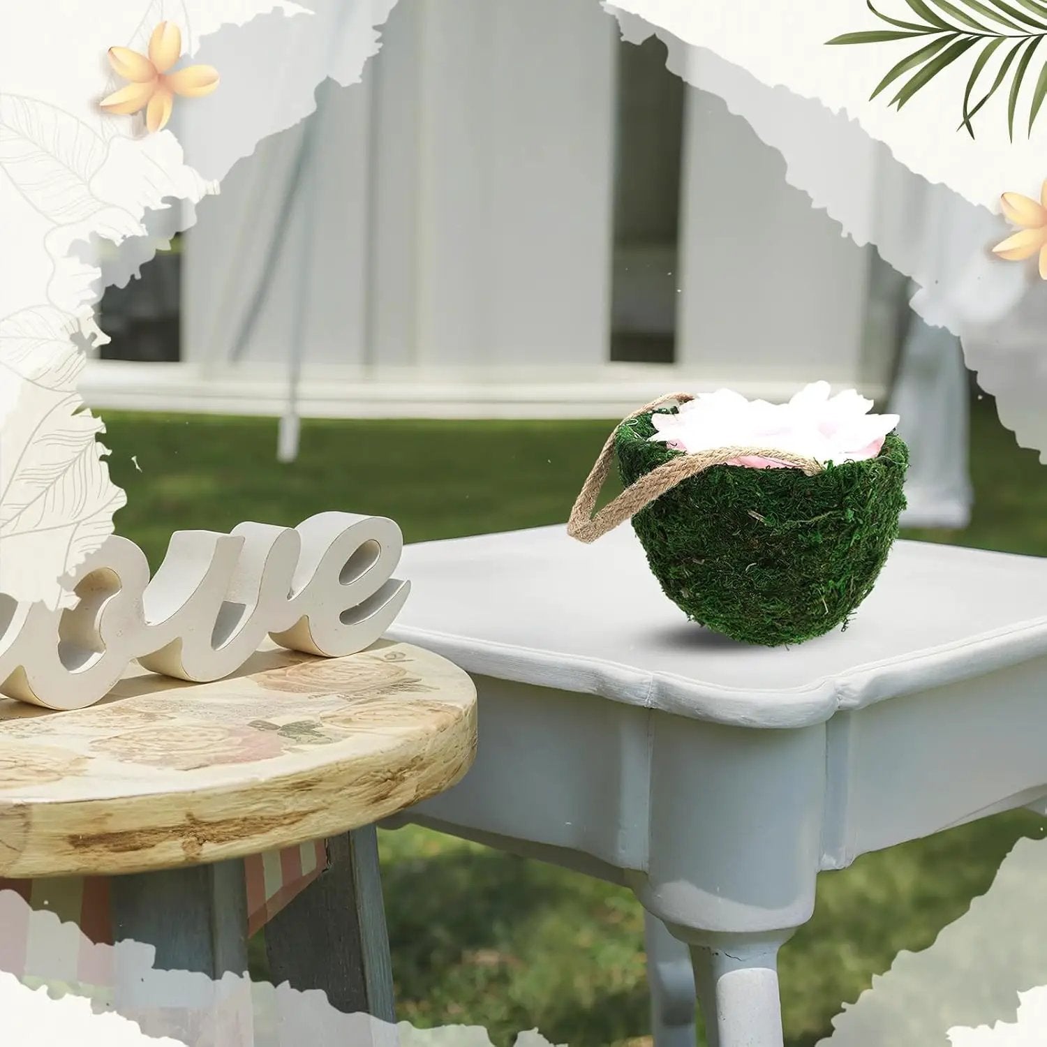 Leinuosen 1 Pcs Wedding Flower Baskets, Moss Style Small Baskets with Handles for Gifts Wedding Floral Decoration Flowers Petal Candy Storage and Home Decoration by GreenHaven Gardens
