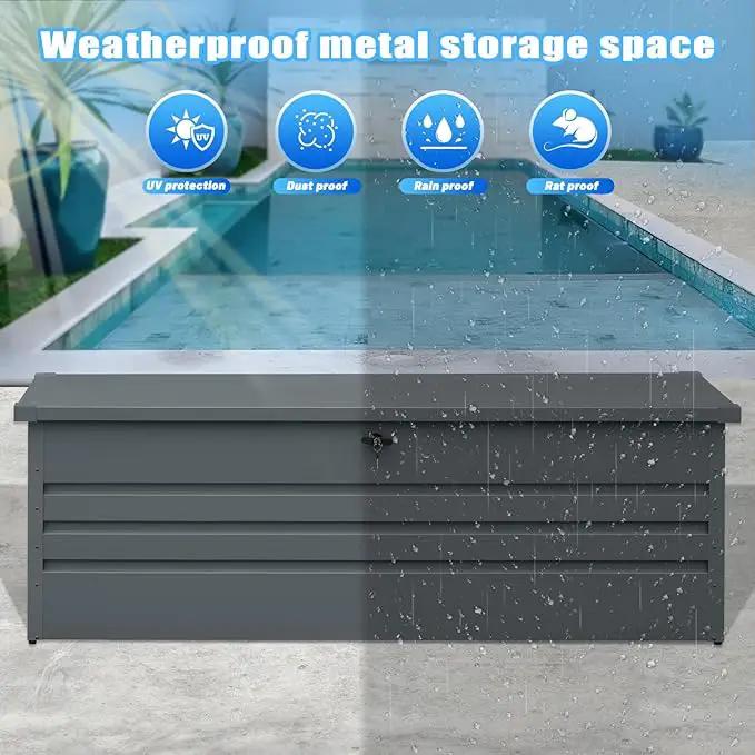 260 Gallon Outdoor Storage Box Waterproof, Extra Large Metal Deck Box and Patio Cushion Box for Storing Gardening Tools, Pool Supplies by GreenHaven Gardens