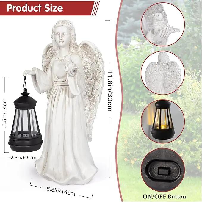 Solar Garden Statues Outdoor Décor,Angel Outdoor Statues with Lantern,Resin Garden Sculptures & Statues Garden Decor for Outside Patio Lawn Women Mom Gift (Angel with Lantern) by GreenHaven Gardens