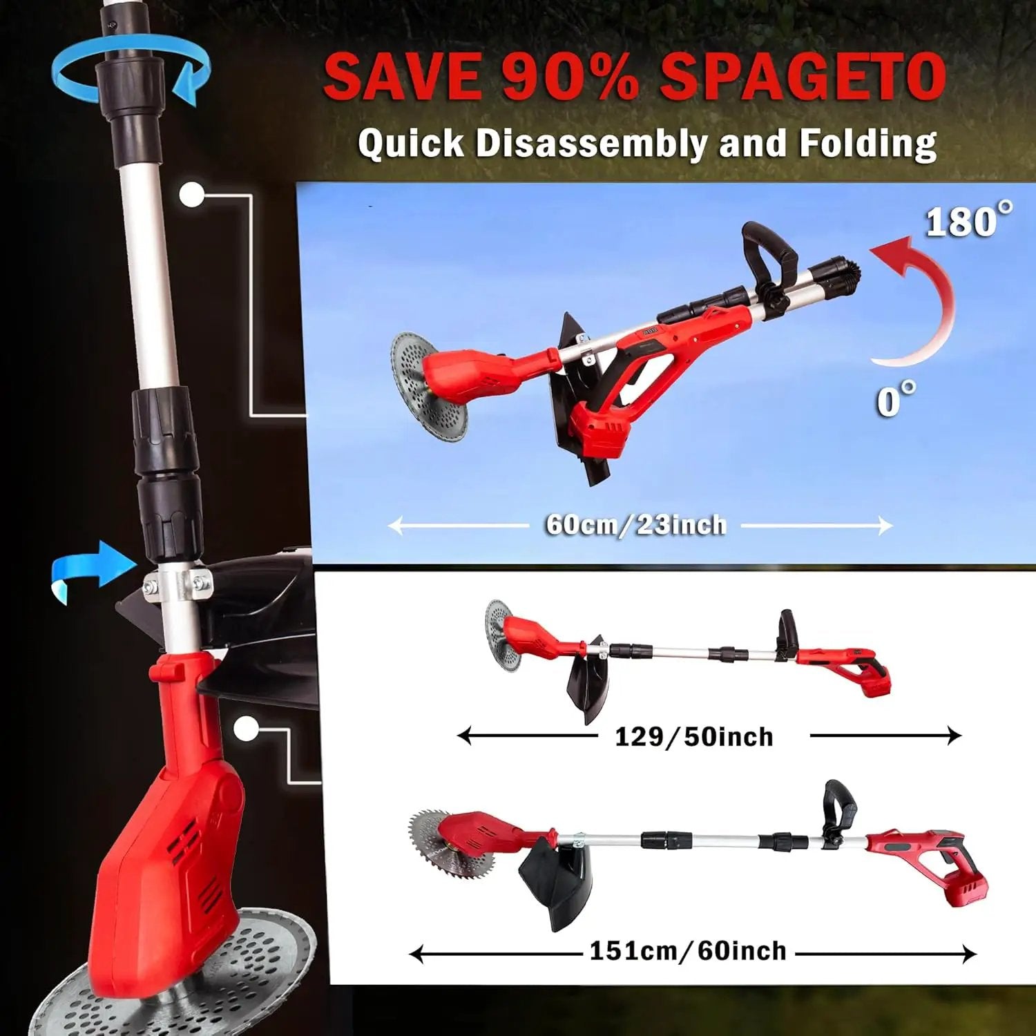Cordless String Trimmer Compatible with Milwaukee 18V Batteries,Folding 3 in 1 Electric Weed Wacker with Brushless Motor,8 INCH Electric Weed Wacker/Edger Trimmer for Lawn,Garden,Yard(Tool Only) by GreenHaven Gardens